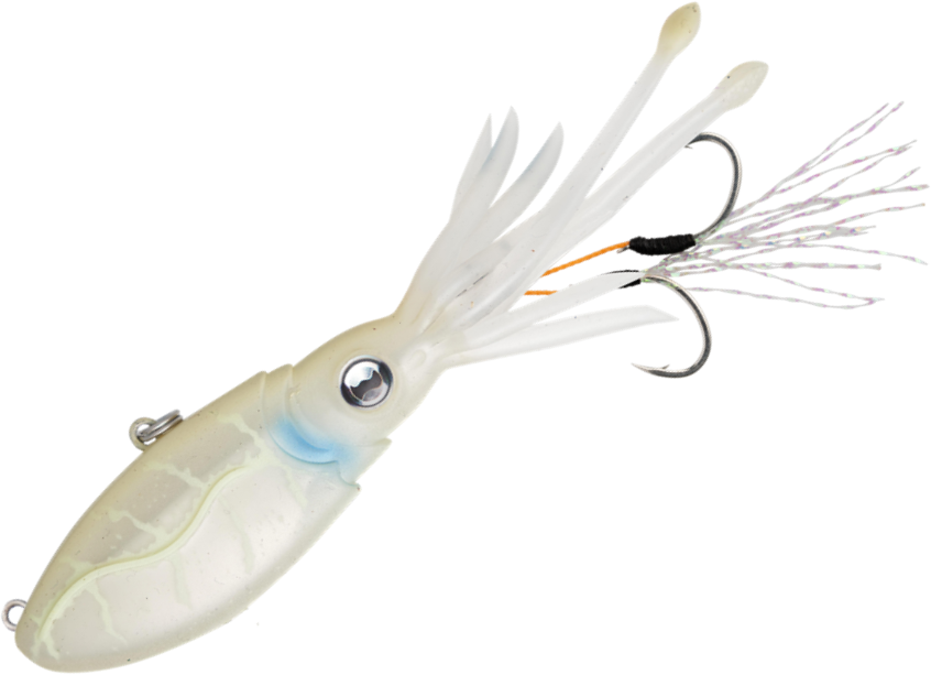 Nomad Squidtrex 55 - White Glow – Trophy Trout Lures and Fly Fishing