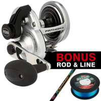 PENN FATHOM II 30LD LEVER DRAG OVERHEAD REEL + BONUS ROD &amp; LINE