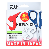 DAIWA J BRAID X8 CHARTREUSE BRAID LINE 150m + FREE BRAID SCISSORS