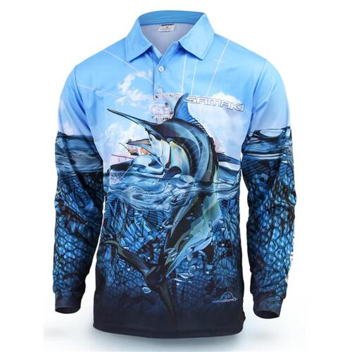 Fishing Makes Me Happy - Blue Marlin Long Sleeve Shirt, S / Long Sleeve Shirt